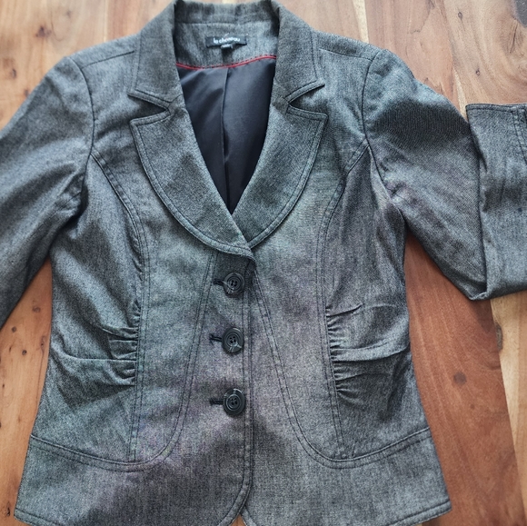 LE CHATEAU 2 pc suit Grey/Black skirt set Jacket/Blazer & Pencil Skirt 3/4 - Picture 7 of 16